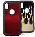 2x Decal style Skin Wrap Set compatible with Otterbox Defender iPhone X and Xs Case - Simulated Brushed Metal Red (CASE NOT INCLUDED)