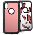 2x Decal style Skin Wrap Set compatible with Otterbox Defender iPhone X and Xs Case - Solids Collection Pink (CASE NOT INCLUDED)