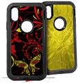 2x Decal style Skin Wrap Set compatible with Otterbox Defender iPhone X and Xs Case - Twisted Garden Red and Yellow (CASE NOT INCLUDED)