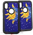 2x Decal style Skin Wrap Set compatible with Otterbox Defender iPhone X and Xs Case - Moon Sun (CASE NOT INCLUDED)