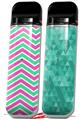 Skin Decal Wrap 2 Pack for Smok Novo v1 Zig Zag Teal Green and Pink VAPE NOT INCLUDED
