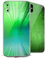 2 Decal style Skin Wraps set for Apple iPhone X and XS Bent Light Greenish