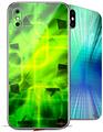 2 Decal style Skin Wraps set for Apple iPhone X and XS Cubic Shards Green