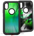 2x Decal style Skin Wrap Set compatible with Otterbox Defender iPhone X and Xs Case - Bent Light Greenish (CASE NOT INCLUDED)