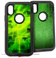 2x Decal style Skin Wrap Set compatible with Otterbox Defender iPhone X and Xs Case - Cubic Shards Green (CASE NOT INCLUDED)
